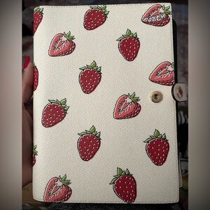 Coach White Strawberry Print Notebook Cover